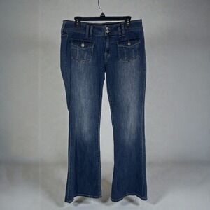 Aeropostale Womens Low Rise Flare Jeans Size 10 Regular Stretch Blue Denim